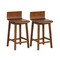 Set of 2 24.5" Swivel Wooden Bar Stools with Low Back and Rubberwood Legs